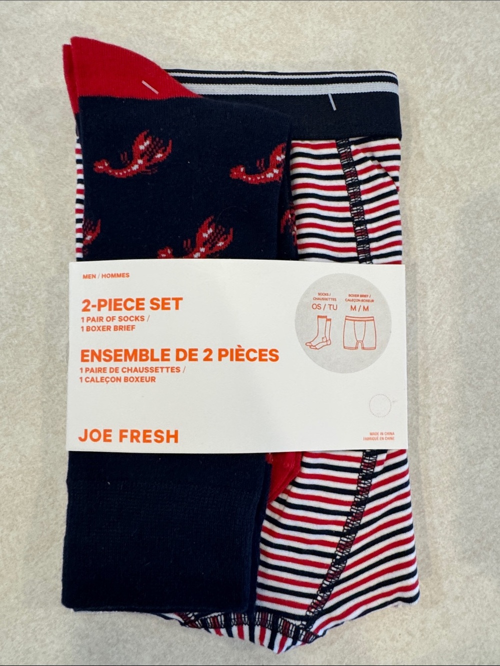 Joe Fresh Navy, Red & White Men's 2-Piece Boxer Brief and Sock Set